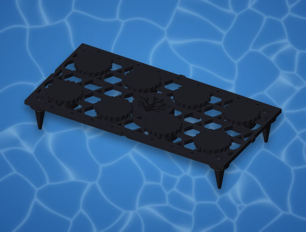 AquaVoxel Std8 plate in Abyss Black with plugs and legs