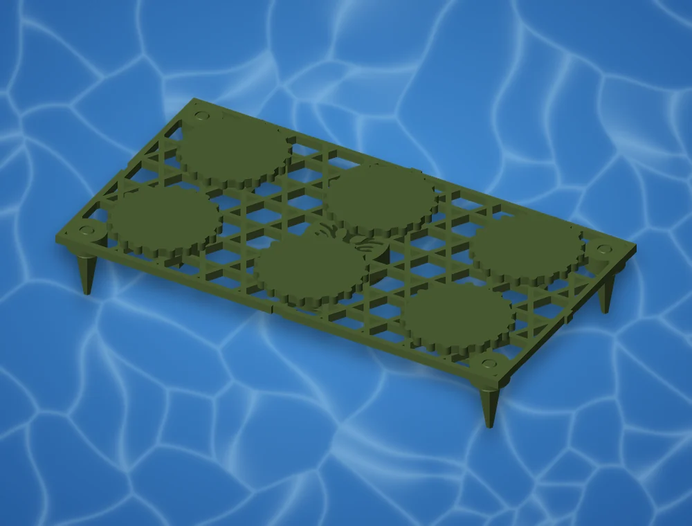 AquaVoxel LG6 plate in Algae Green with plugs and legs