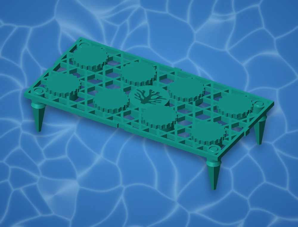AquaVoxel Nano8 plate in Seafoam Teal with plugs and legs